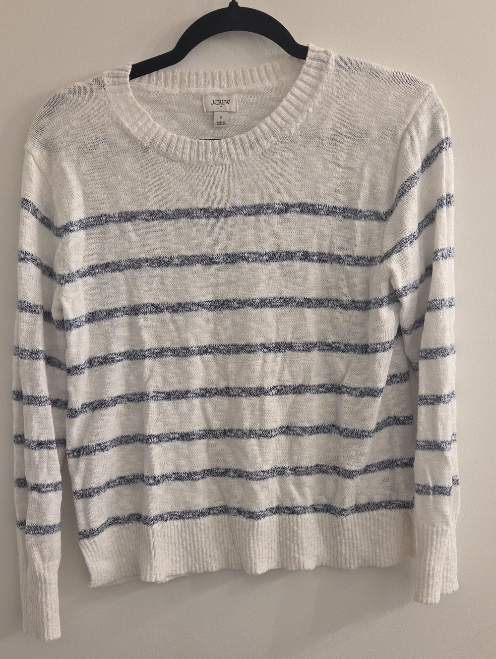 J. Crew Factory Navy-Striped Crewneck Beach Sweater, Size S